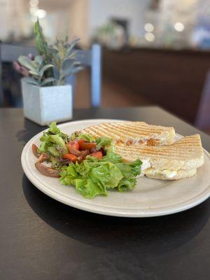 Panini with Vegan Chorizo comes with a small delicious salad