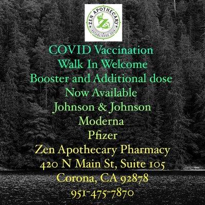 Walk-in vaccination available daily: COVID, Flu, Tdap, Shingrix (shingles)