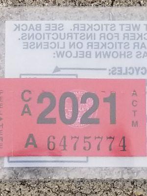 2021 registration sticker