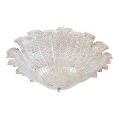 Large clear Murano glass flush mount - Dallas European antiques store