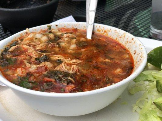 Pozole Soup, HIGHLY RECOMMEND! Very flavorful and delicious :)