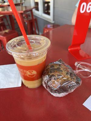 Cold brew and chocolate chip muffin