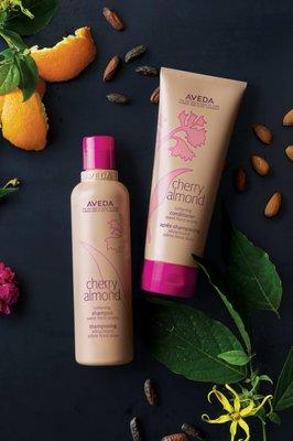 Cherry Almond Shampoo & Conditioner softens hair with a rich, floral aroma.