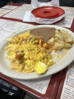 Chilaquiles with flour tortillas