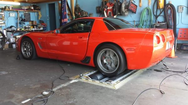 My baby, a 2004 Corvette Z06 getting sniffed.