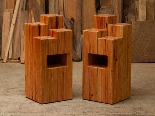 Reclaimed Fir End Tables with pocket for book/notebook/tablet