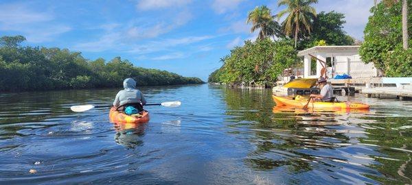 Two people kayaking