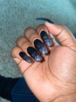 Glitter Gel Acrylic Nail Fill In  (done by Duke)