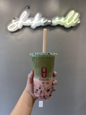 Strawberry matcha latte