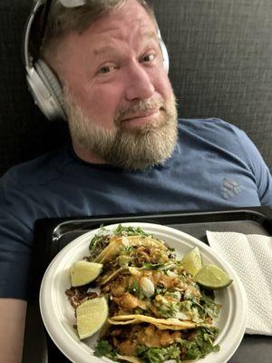 Pastor, carnitas, and carne asada tacos.