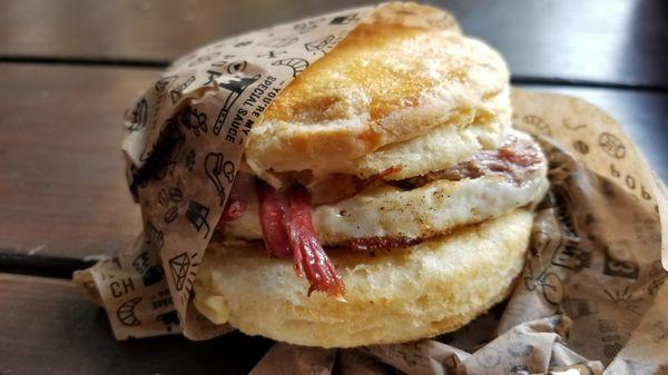 corned beef and egg biscuit sandwich