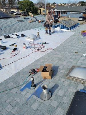 Reroof with composition and tpo deck