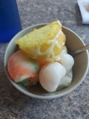 Dessert: sherbert, lemon cake, honeydew, & lychee 5-28-23