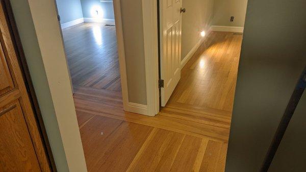 Lightbulbs highlight the finished floor