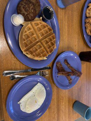 Belgian waffle combo and the Chicken Strip Dinner!