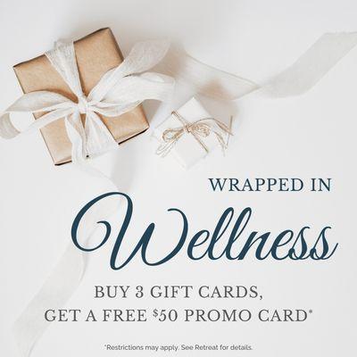 Give the gift of relaxation this holiday season! Stop by our retreat or call us at 281-943-7529 to purchase a digital gift card!