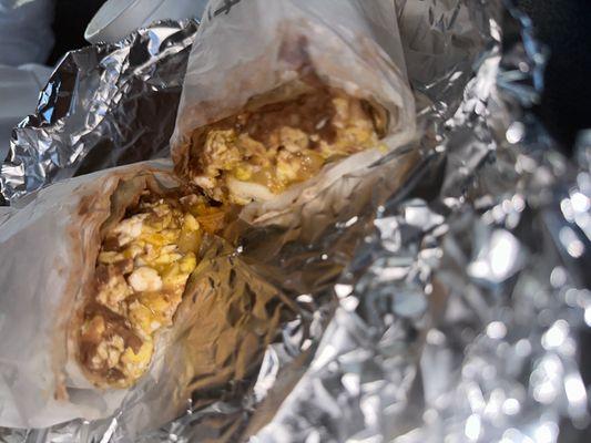 Bean cheese and egg burrito