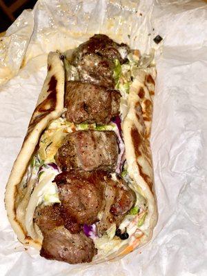 wow! Lamb Kebob meat on a pita. My new go to food item. Thank you Ray! It was delicious!!!!