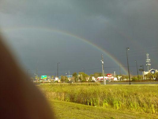 Nice rainbow pops up as I'm walking in.  Just ignore that finger in the shot.