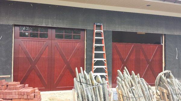 Wood Garage door installation in Narberth, PA.