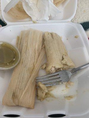 Pollo salsa verde tamale