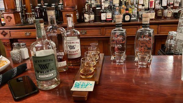 Hand picked flight of WY and Colorado spirits.   I loved the Wyoming Rye.