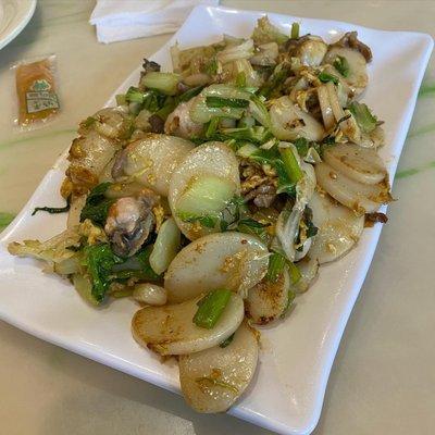 Stir fried oyster rice cake