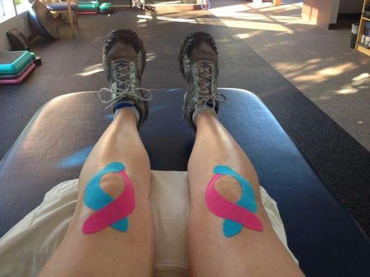 Sweet tape job from Dan Anderson at Madison Park PT. Makes knee pain look good.