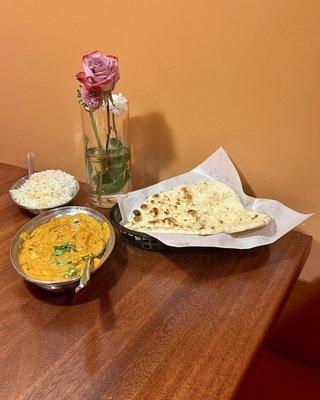 Butter Chicken (Makhani) , Basmati Rice, & Butter Naan