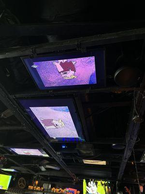 Where else can you go with TV's in the ceiling