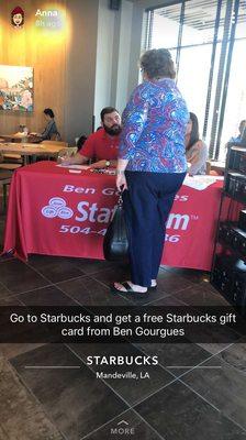 Ben Gourgues giving out Starbucks gift cards!