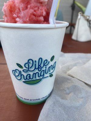 Watermelon shaved ice with condensed milk