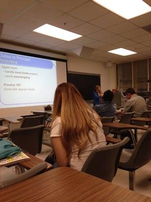 Sabrina Roque teaching her Real Estate Practice class, at UCLA, Westwood campus.