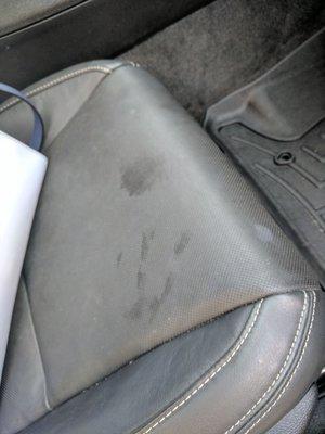 Hand print left in seat that was supposed to get cleaned!