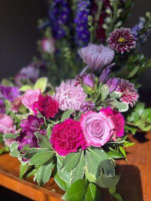 Beautiful lavenders, pink, and magenta hues.