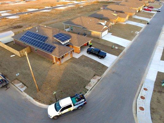 Residentials area roof top solar array in Joplin, MO