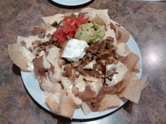 Texas nachos with bad guacamole