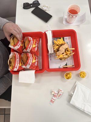 Double-double with whole onions and animal style fries