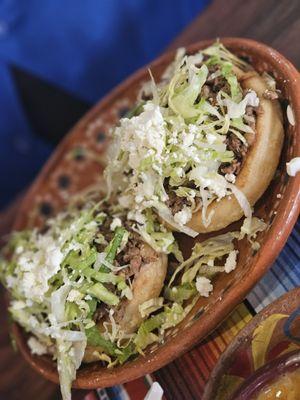 Freshly home made sopes de asada