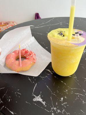 Strawberry mochi donut