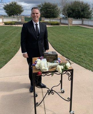 Honor Display a family can create to for their beloved veteran for a military funeral. Chaplain Jeff Saville, Miramar National Cemetery.