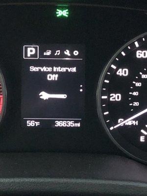 Current mileage after service