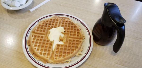 MVP breakfast with added pecans in the waffle! Everything was delicious! First time at a Huddle House as we don't have any in SA.