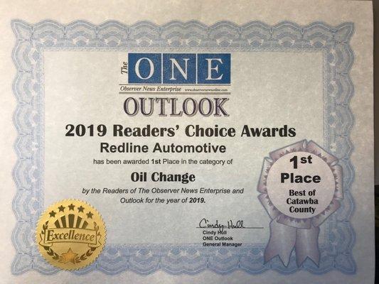 We are proud to be the 2019 Reader's Choice for Oil Changes! From oil changes to engine repair and replacement, we got you covered.