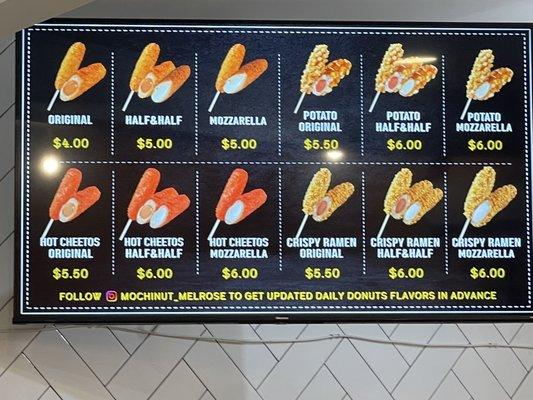 Corn Dog menu.