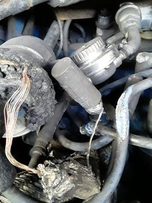 Melted coil over fuel line