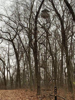 The fire tower has steep stairs.