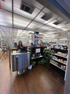 Front of salon with all their magic products!