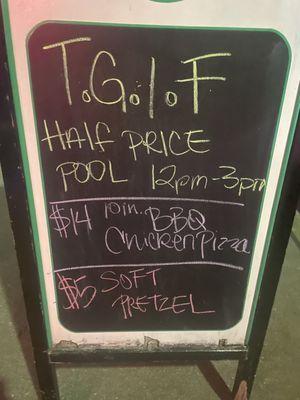 Friday happy hour prices