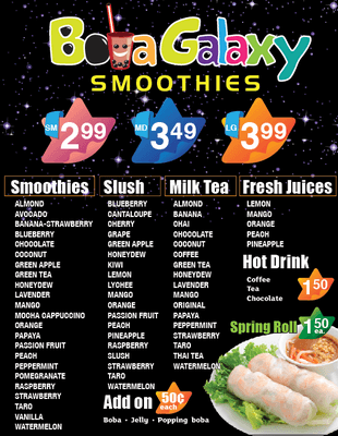 Boba Galaxy at the West Oaks Mall
Delicious Boba Tea and Best Fresh Fruit Smoothies